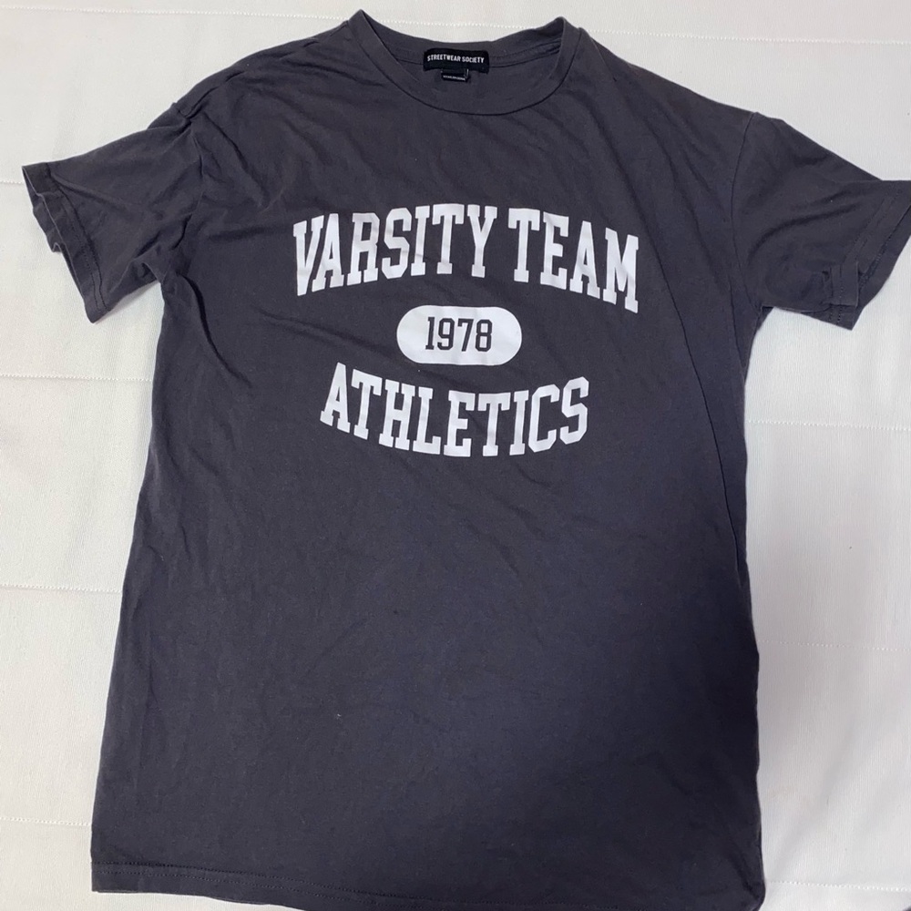 Charlotte Russe Charcoal Varsity Tee